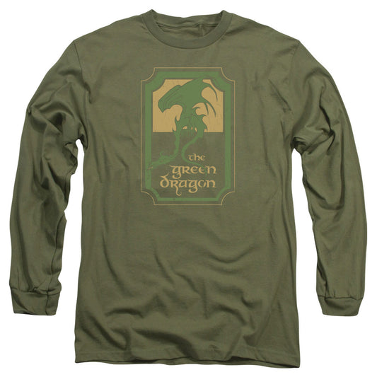 LORD OF THE RINGS : GREEN DRAGON TAVERN L\S ADULT T SHIRT 18\1 Military Green 2X