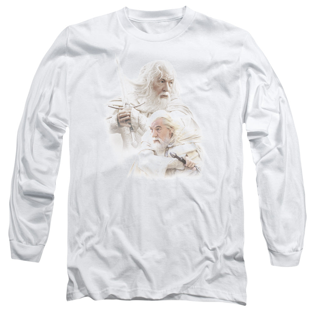 LORD OF THE RINGS : GANDALF THE WHITE L\S ADULT T SHIRT 18\1 WHITE 2X