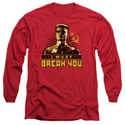 ROCKY IV : I MUST BREAK YOU L\S ADULT T SHIRT 18\1 RED 2X