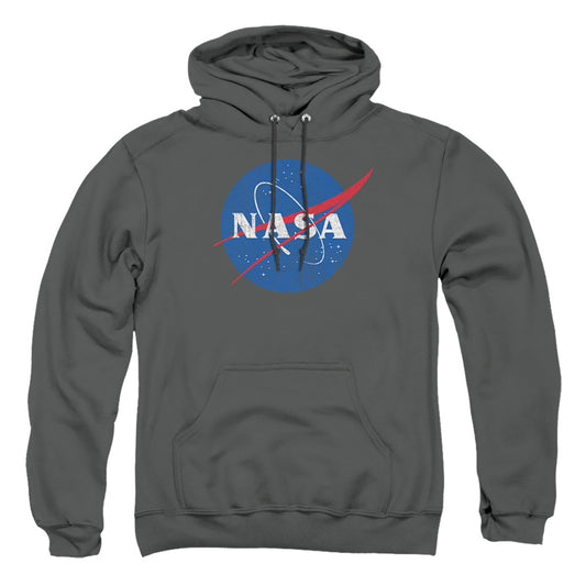 NASA : MEATBALL LOGO DISTRESSED ADULT PULL OVER HOODIE Charcoal 2X