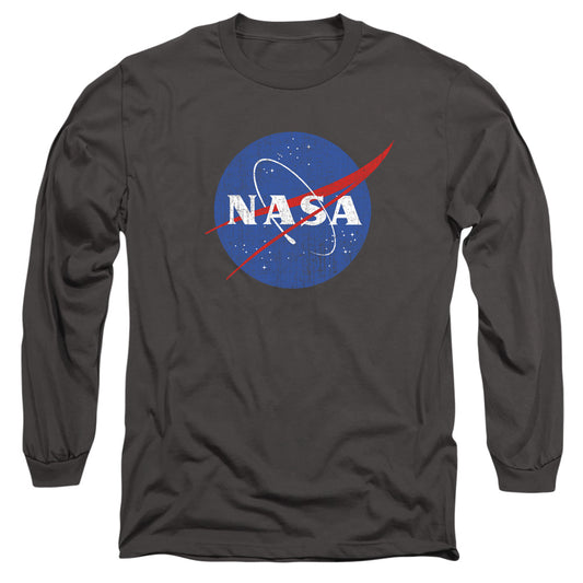 NASA : MEATBALL LOGO DISTRESSED L\S ADULT T SHIRT 18\1 Charcoal XL