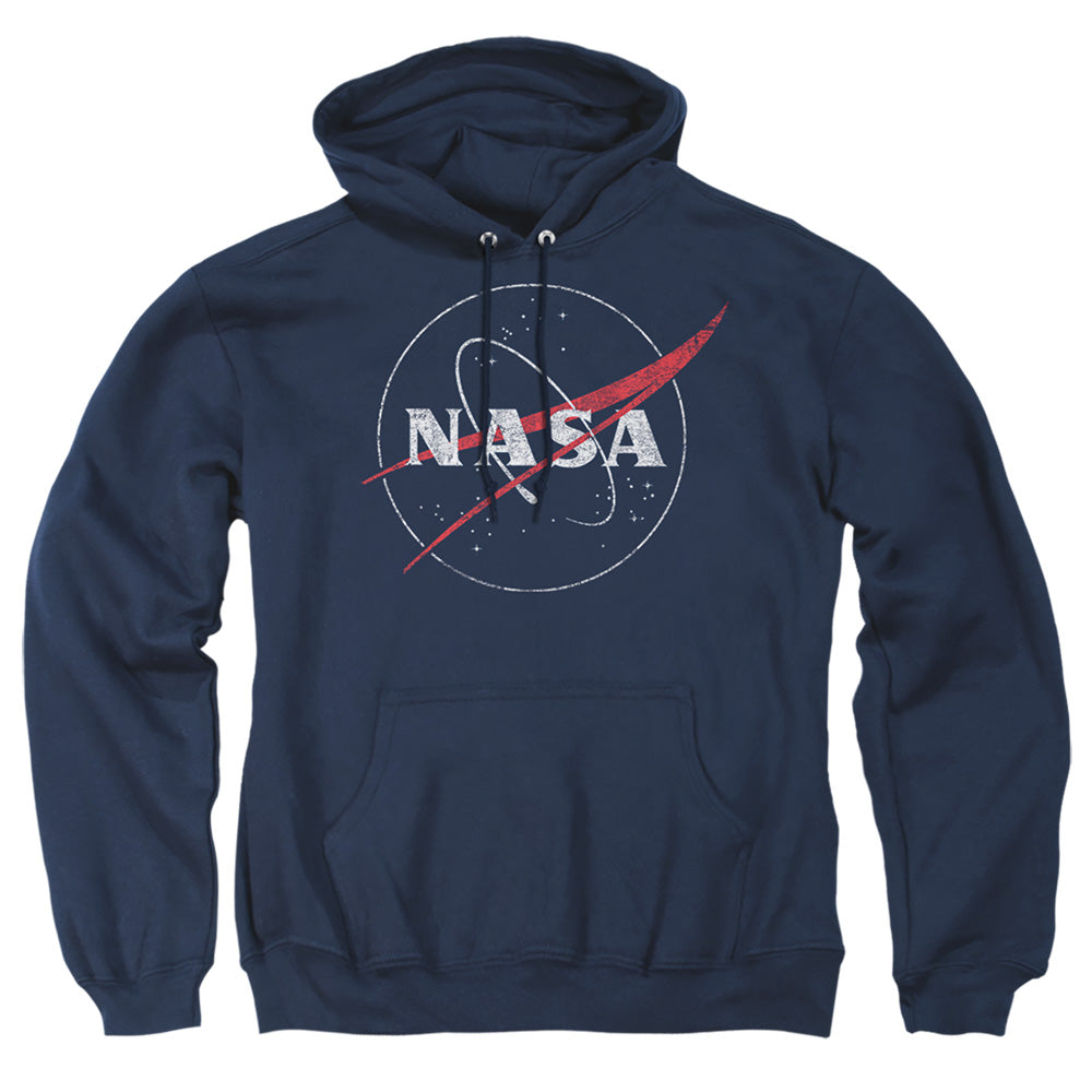 NASA : DISTRESSED LOGO ADULT PULL OVER HOODIE Navy 2X