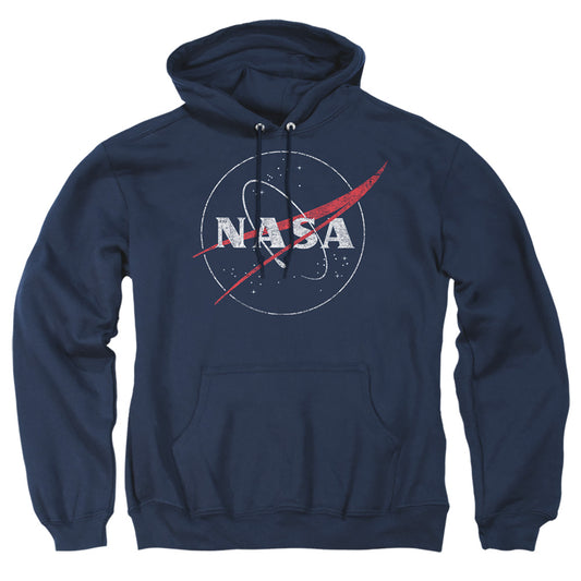 NASA : DISTRESSED LOGO ADULT PULL OVER HOODIE Navy SM