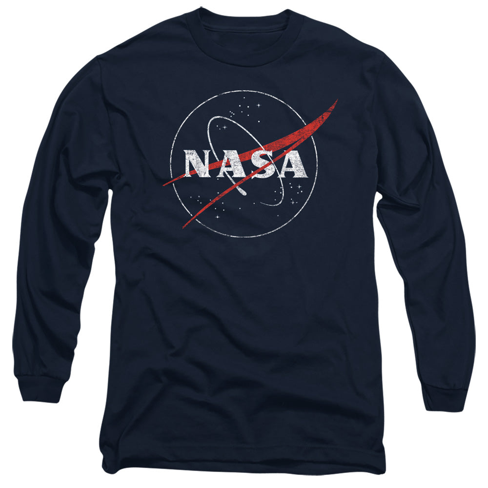 NASA : DISTRESSED LOGO L\S ADULT T SHIRT 18\1 Navy LG