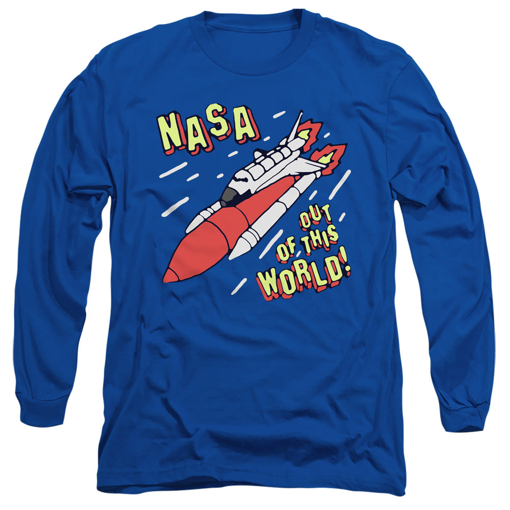 NASA : OUT OF THIS WORLD L\S ADULT T SHIRT 18\1 Royal Blue 2X