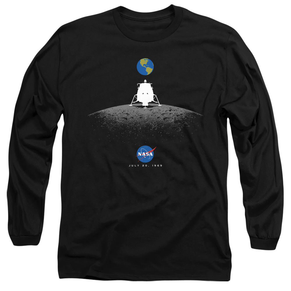 NASA : MOON LANDING SIMPLE L\S ADULT T SHIRT 18\1 Black 2X