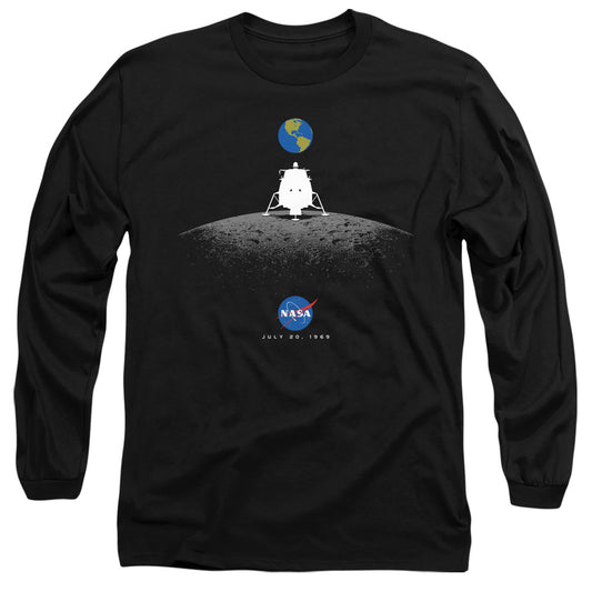 NASA : MOON LANDING SIMPLE L\S ADULT T SHIRT 18\1 Black 3X