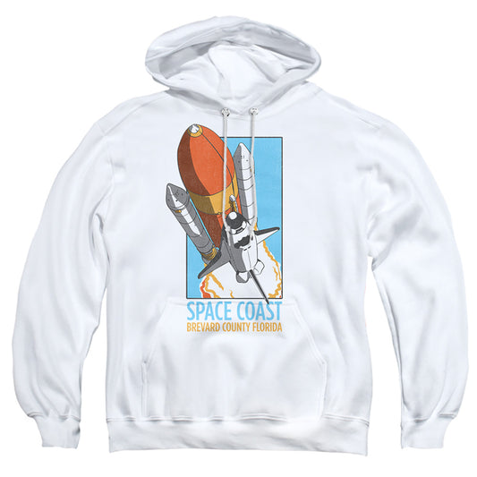 NASA : SPACE COAST ADULT PULL OVER HOODIE White 2X