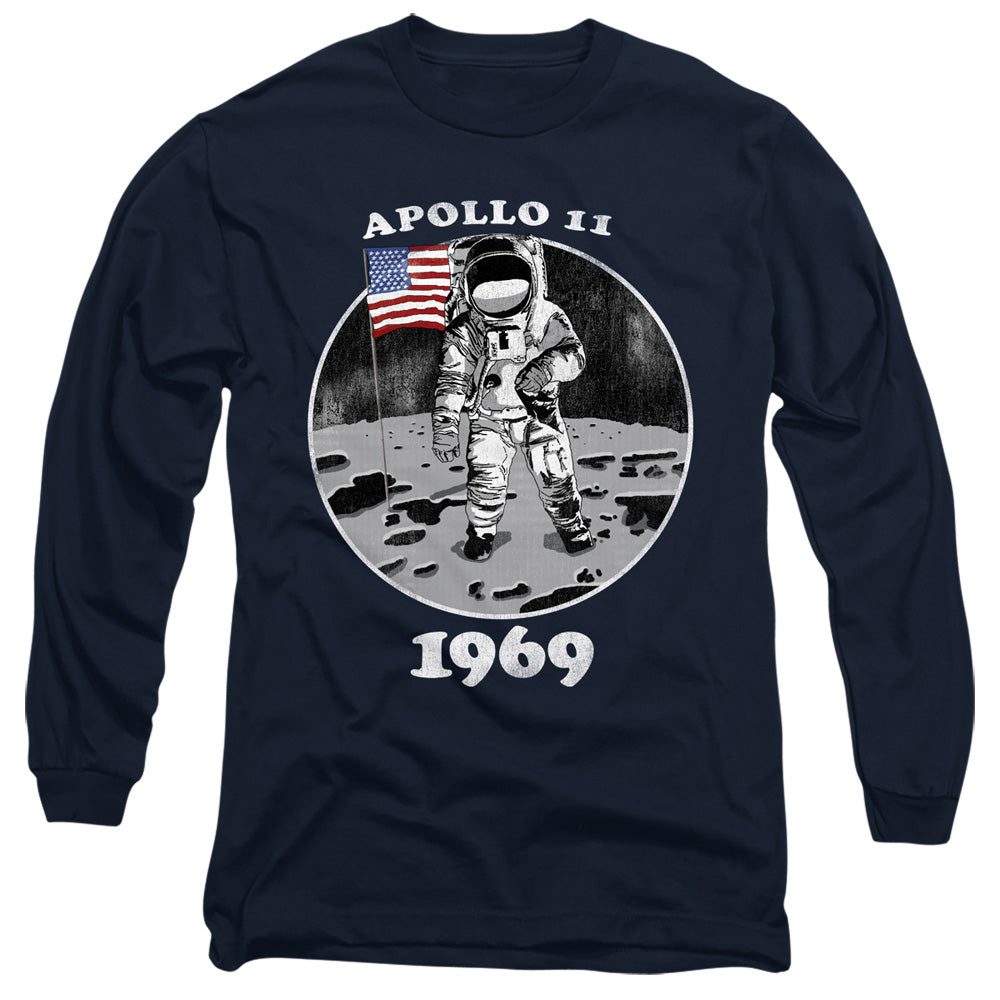 NASA : NOT FAKE L\S ADULT T SHIRT 18\1 Navy 2X