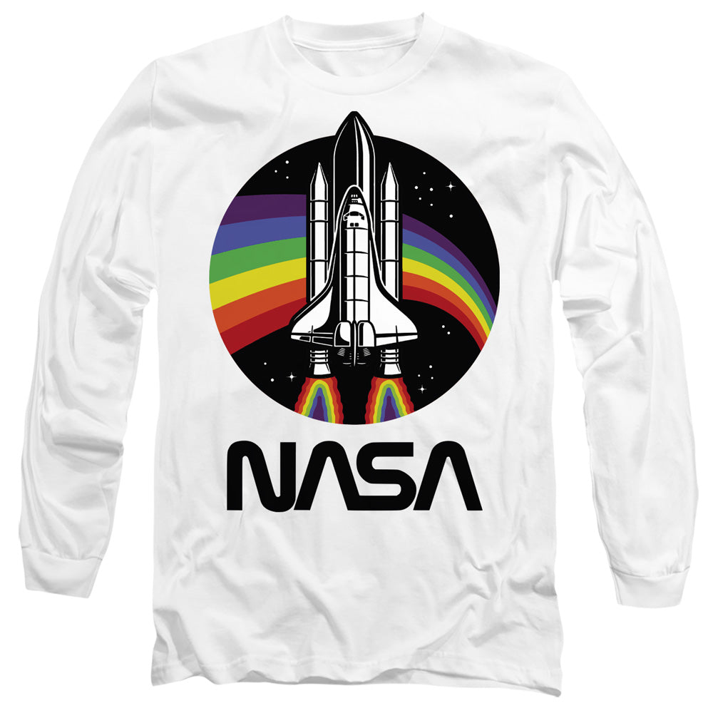 NASA : RAINBOW 1 L\S ADULT T SHIRT 18\1 White 2X