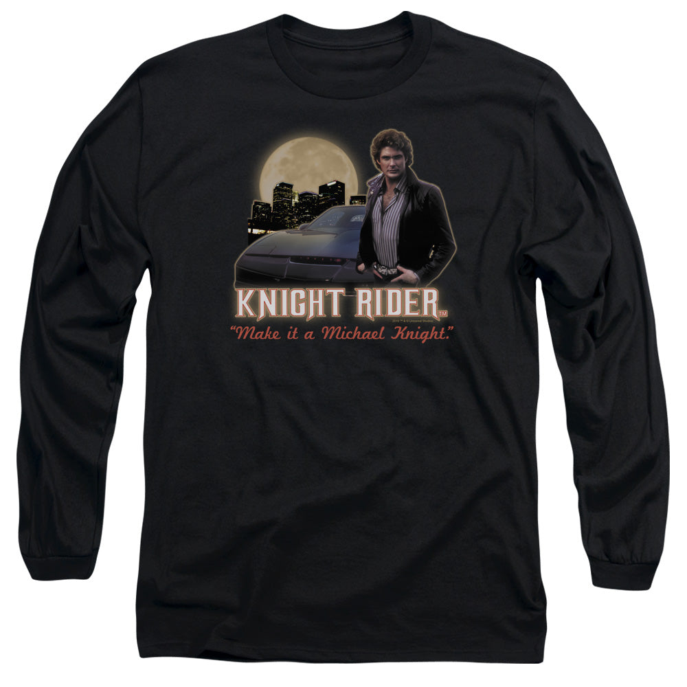 KNIGHT RIDER : FULL MOON L\S ADULT T SHIRT 18\1 BLACK MD