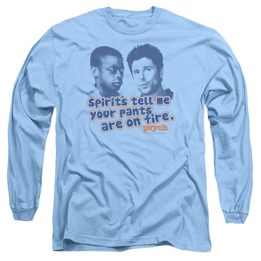 PSYCH : PANTS ON FIRE L\S ADULT T SHIRT 18\1 CAROLINA BLUE XL