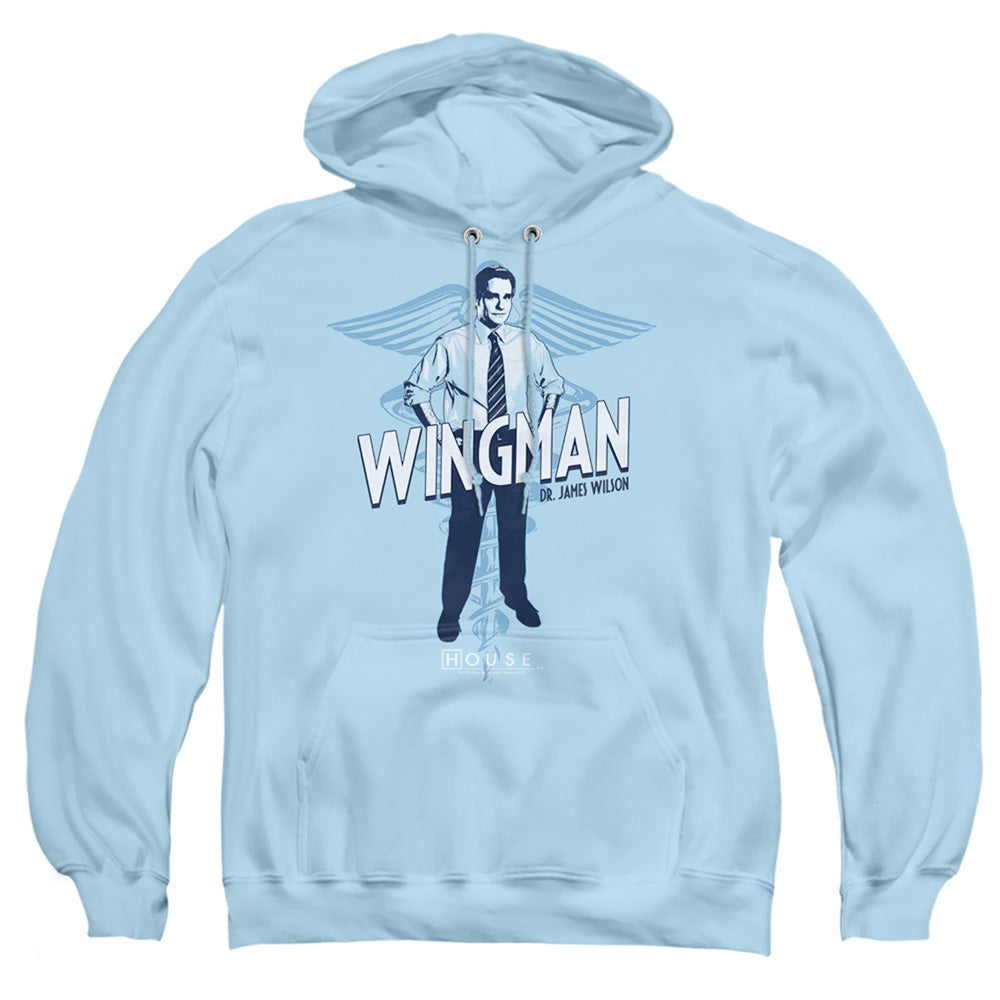 HOUSE : WINGMAN ADULT PULL OVER HOODIE LIGHT BLUE LG