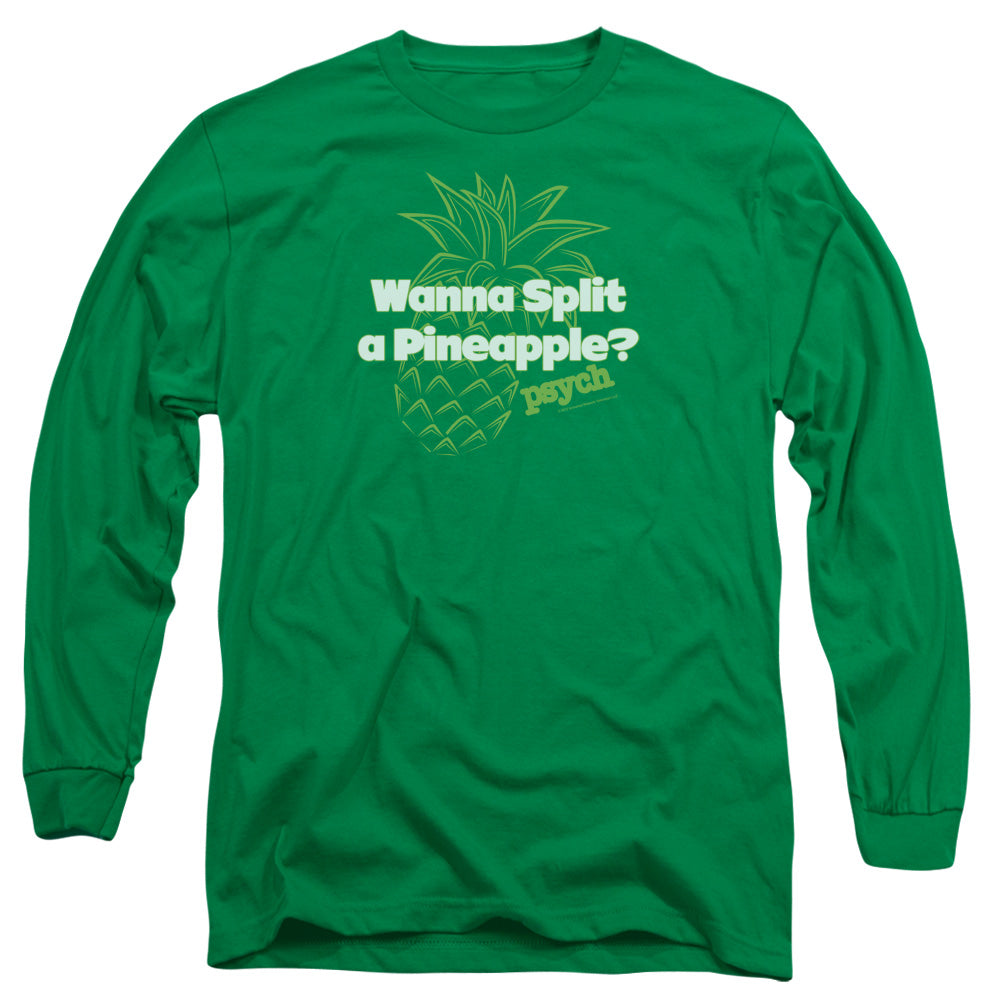 PSYCH : PINEAPPLE SPLIT L\S ADULT T SHIRT 18\1 Kelly Green 2X