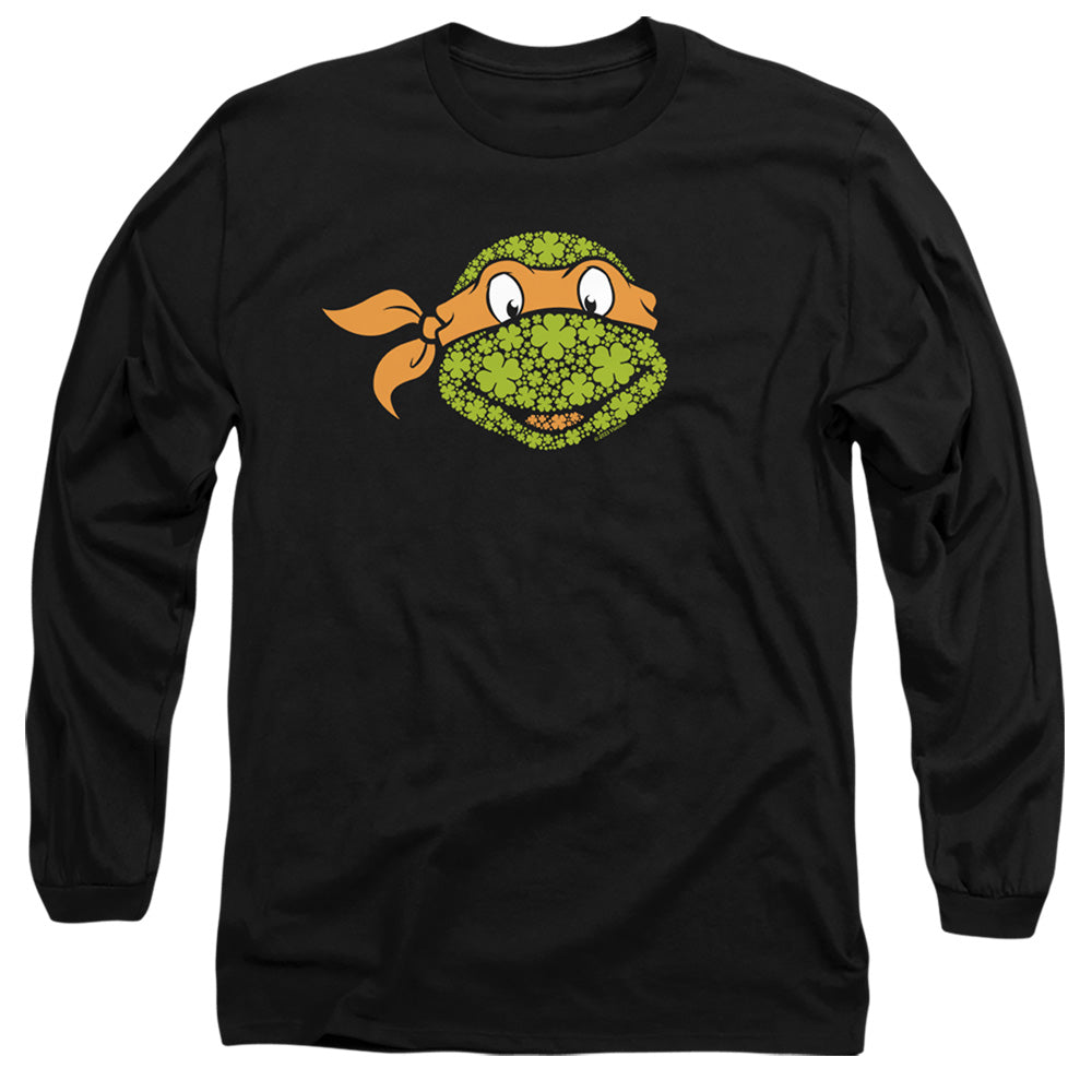 TEENAGE MUTANT NINJA TURTLES : ST. PATRICK'S DAY CLOVER MICHELANGELO L\S ADULT T SHIRT 18\1 Black 2X