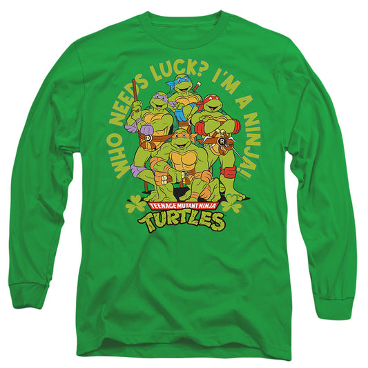 TEENAGE MUTANT NINJA TURTLES : ST. PATRICK'S DAY WHO NEEDS LUCK L\S ADULT T SHIRT 18\1 Kelly Green 2X