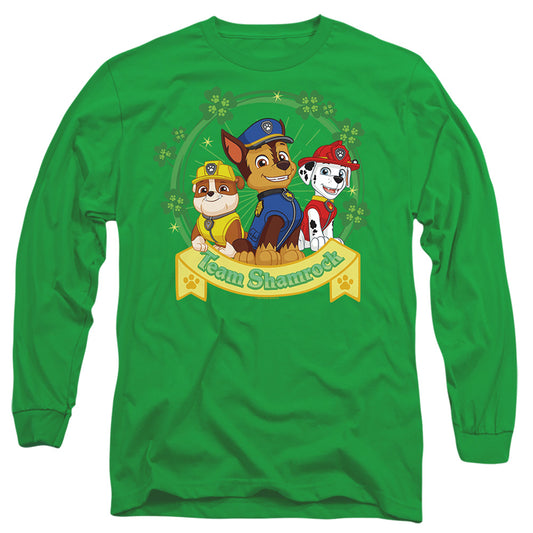 PAW PATROL : ST. PATRICK'S DAY TEAM SHAMROCK L\S ADULT T SHIRT 18\1 Kelly Green 2X