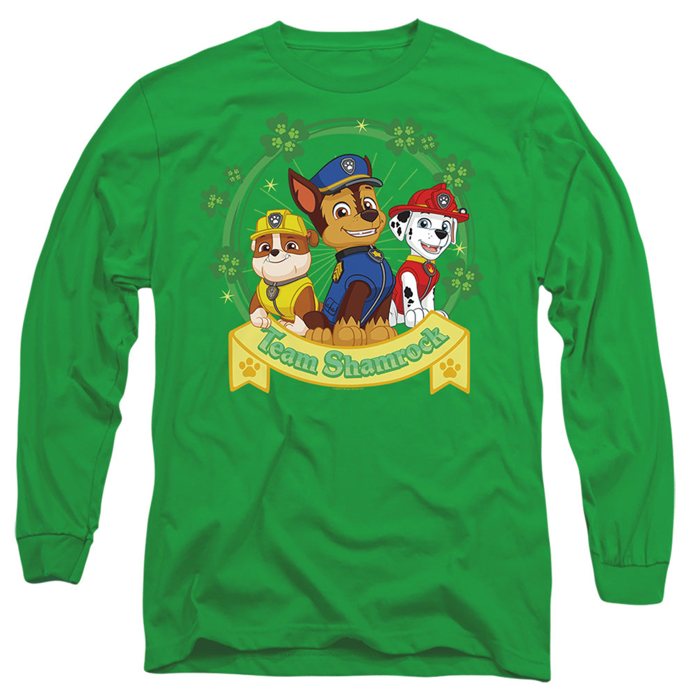 PAW PATROL : ST. PATRICK'S DAY TEAM SHAMROCK L\S ADULT T SHIRT 18\1 Kelly Green XL