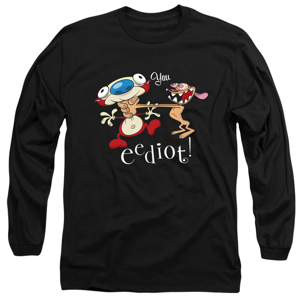 REN AND STIMPY : YOU EEDIOT L\S ADULT T SHIRT 18\1 Black 2X