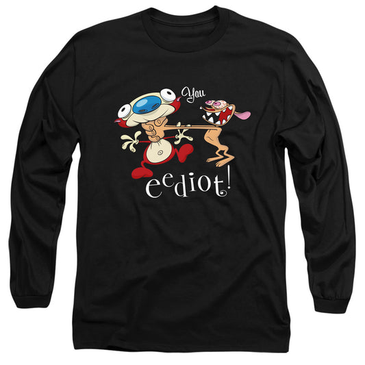 REN AND STIMPY : YOU EEDIOT L\S ADULT T SHIRT 18\1 Black 2X