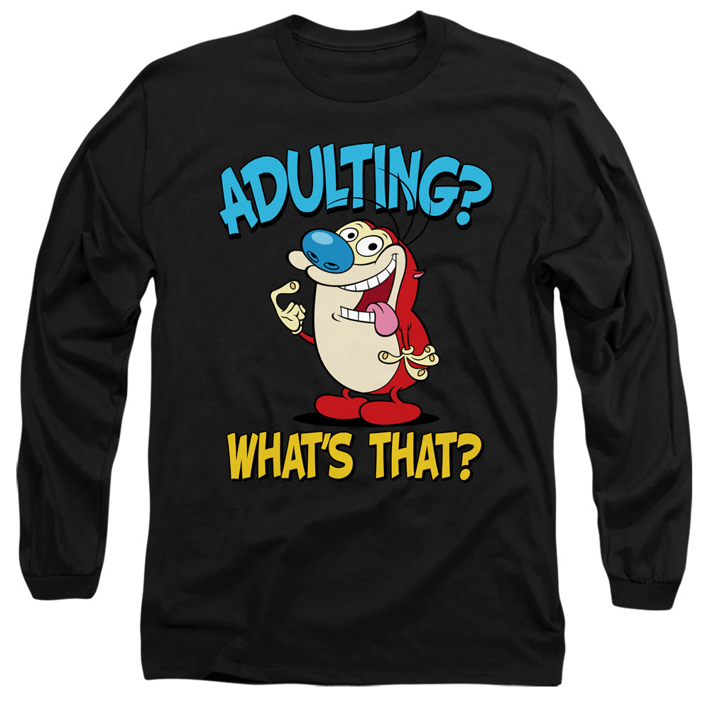 REN AND STIMPY : ADULT T SHIRT ING 2 L\S ADULT T SHIRT 18\1 Black LG