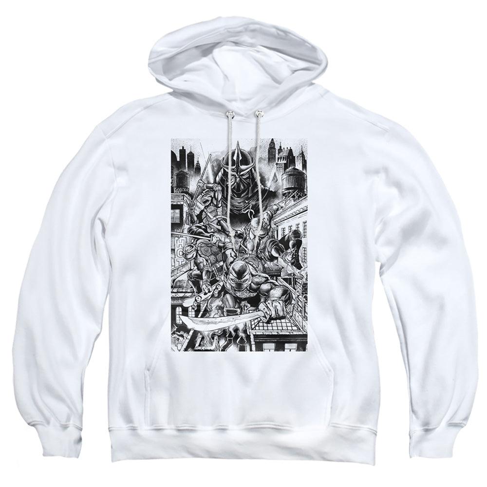 TEENAGE MUTANT NINJA TURTLES : TAKE DOWN SHREDDER ADULT PULL OVER HOODIE White 2X