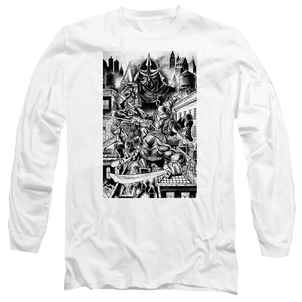 TEENAGE MUTANT NINJA TURTLES : TAKE DOWN SHREDDER L\S ADULT T SHIRT 18\1 White 2X