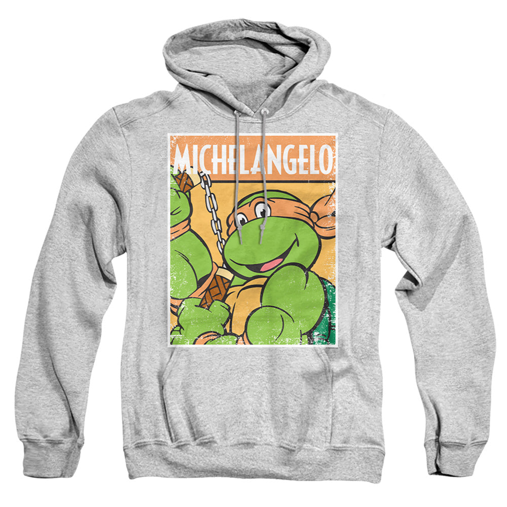 TEENAGE MUTANT NINJA TURTLES : TMNT MIKEY ADULT PULL OVER HOODIE Athletic Heather 2X