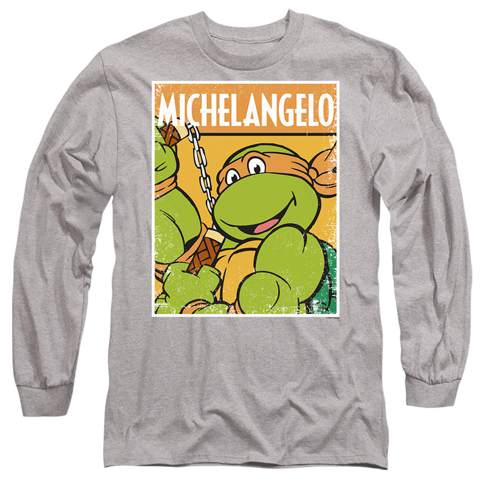 TEENAGE MUTANT NINJA TURTLES : TMNT MIKEY L\S ADULT T SHIRT 18\1 Athletic Heather SM