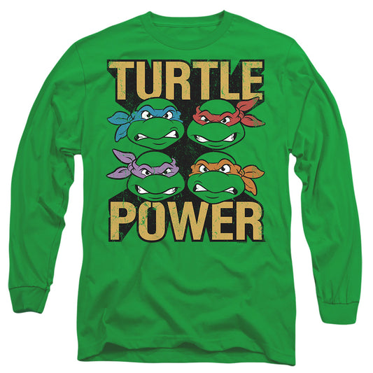 TEENAGE MUTANT NINJA TURTLES : TURTLE POWER L\S ADULT T SHIRT 18\1 Kelly Green 2X