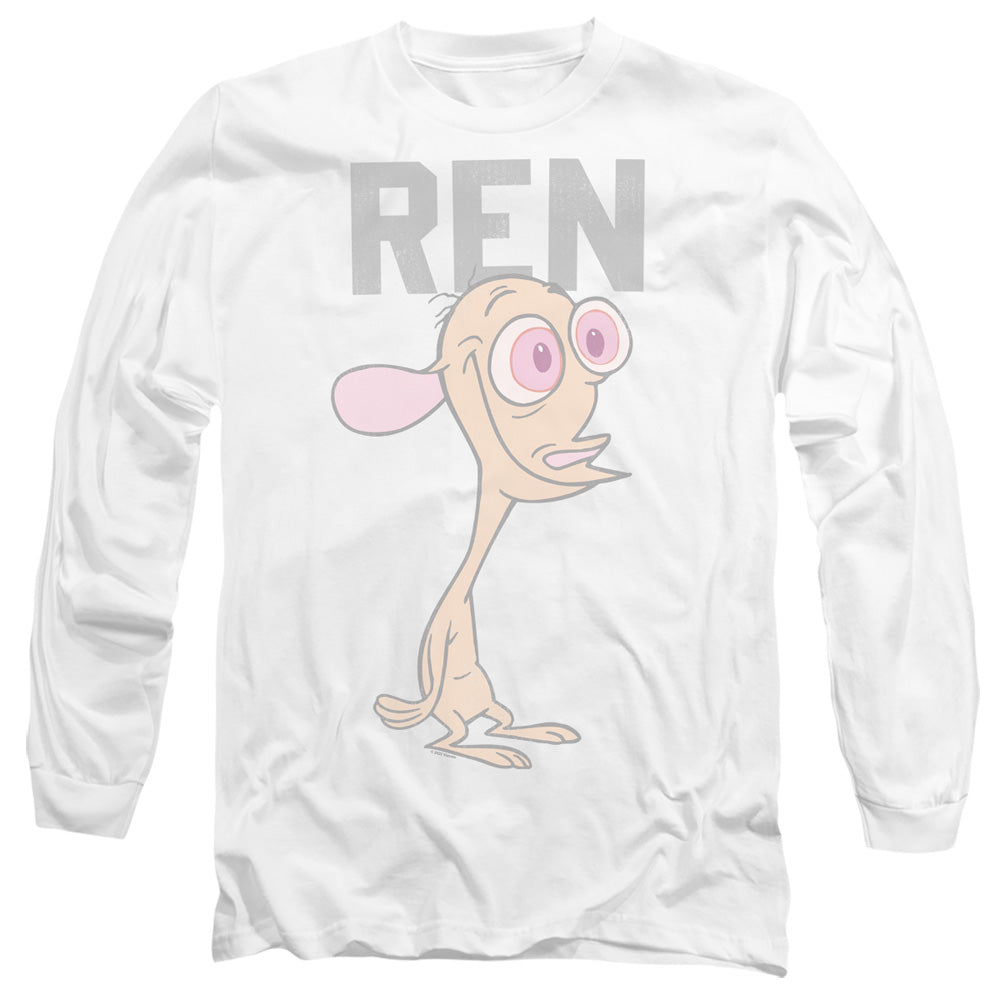 REN AND STIMPY : COLLEGIATE REN L\S ADULT T SHIRT 18\1 White 2X