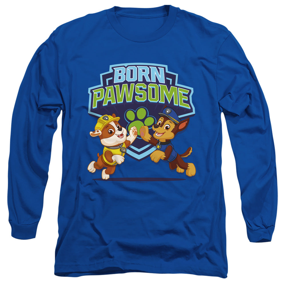 PAW PATROL : BORN PAWSOME L\S ADULT T SHIRT 18\1 Royal Blue 2X