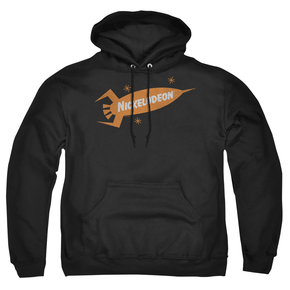 NICKELODEON BRAND : NICK RETRO ROCKET LOGO ADULT PULL OVER HOODIE Black 2X