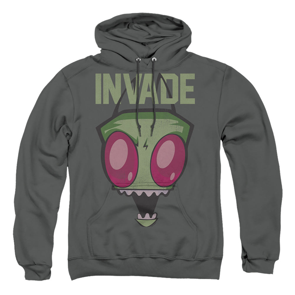 INVADER ZIM : INVADE ADULT PULL OVER HOODIE Charcoal 2X