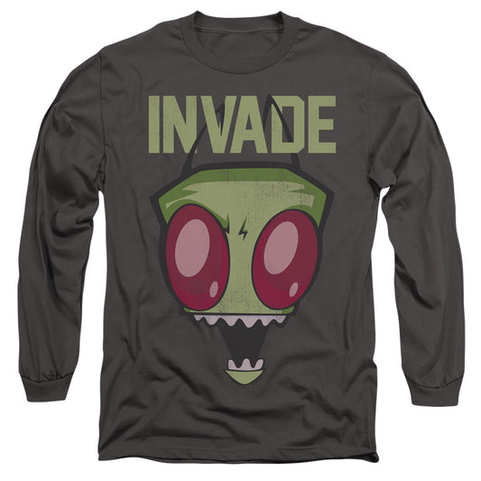 INVADER ZIM : INVADE L\S ADULT T SHIRT 18\1 Charcoal LG