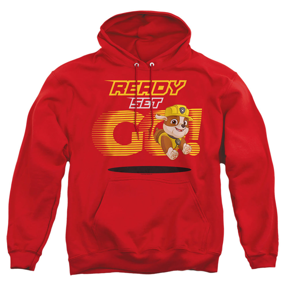 PAW PATROL : READY SET GO! RUBBLE ADULT PULL OVER HOODIE Red 3X