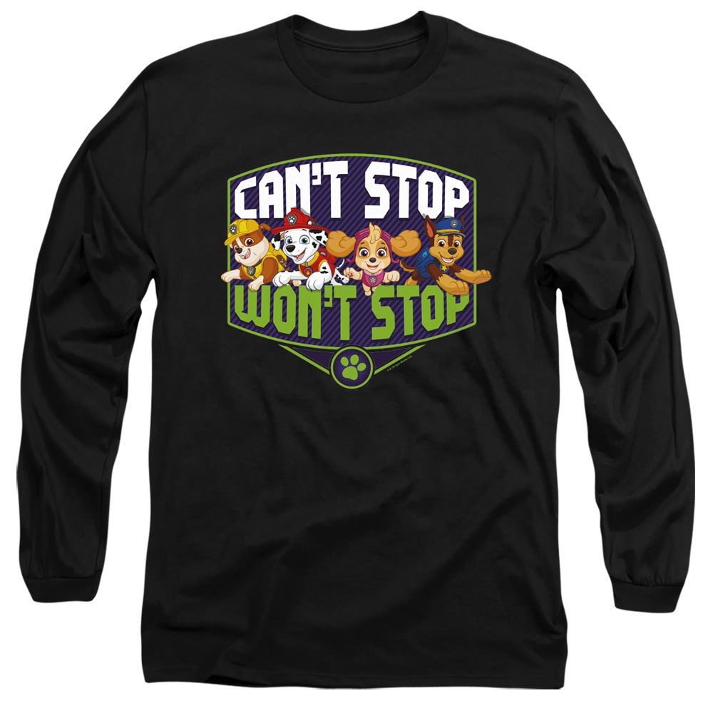 PAW PATROL : CAN'T STOP WON'T STOP L\S ADULT T SHIRT 18\1 Black 2X