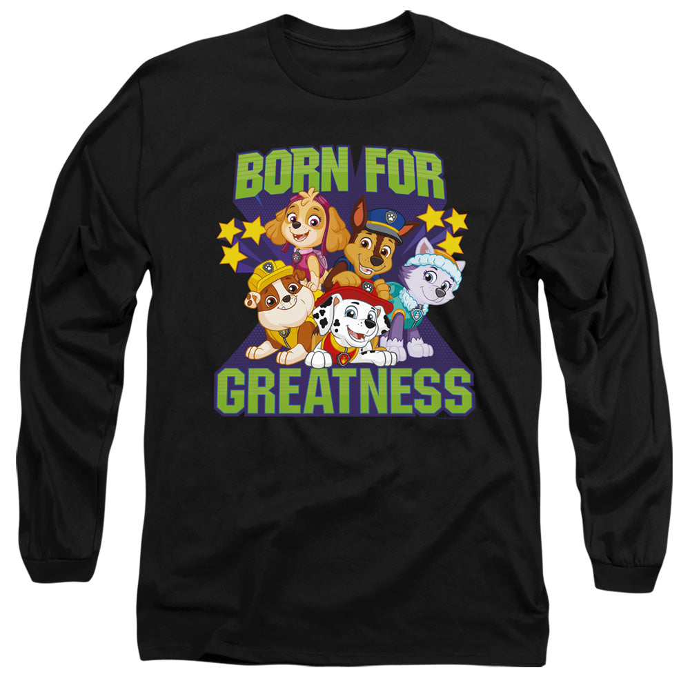 PAW PATROL : BORN FOR GREATNESS L\S ADULT T SHIRT 18\1 Black 2X