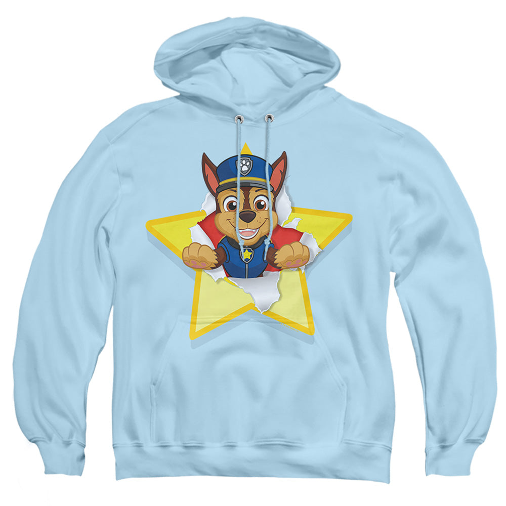 PAW PATROL : CHASE TORN STAR ADULT PULL OVER HOODIE Light Blue 2X