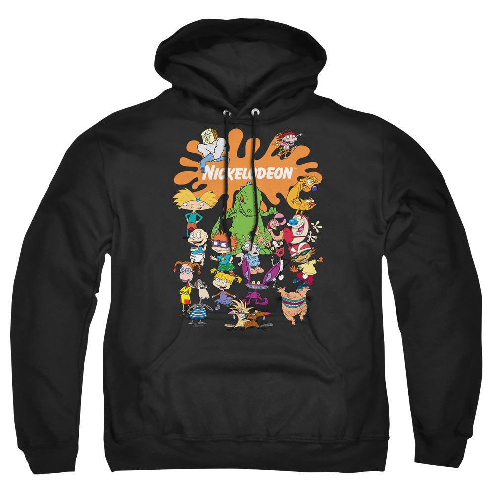 NICKELODEON BRAND : NICK SPLAT GROUP ADULT PULL OVER HOODIE Black 2X