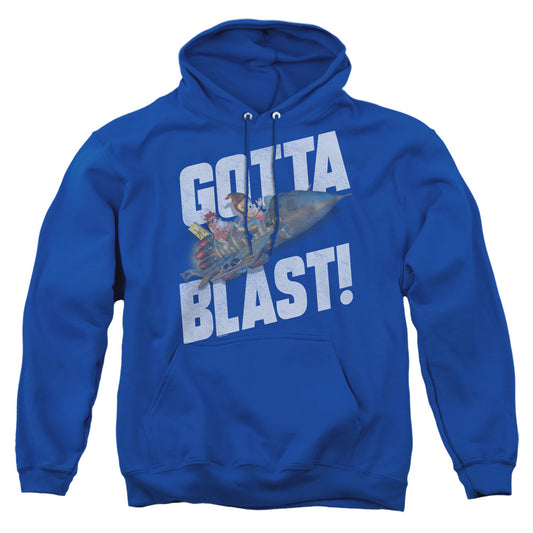 JIMMY NEUTRON : JIMMY NEUTRON GOTTA BLAST ADULT PULL OVER HOODIE Royal Blue 2X