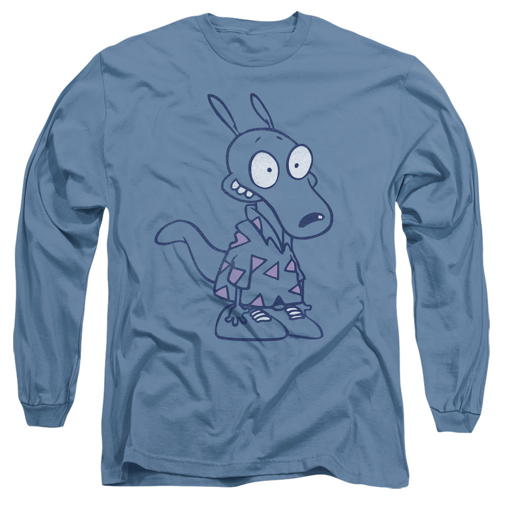 ROCKO'S MODERN LIFE : ROCKO SHIRT L\S ADULT T SHIRT 18\1 Carolina Blue LG