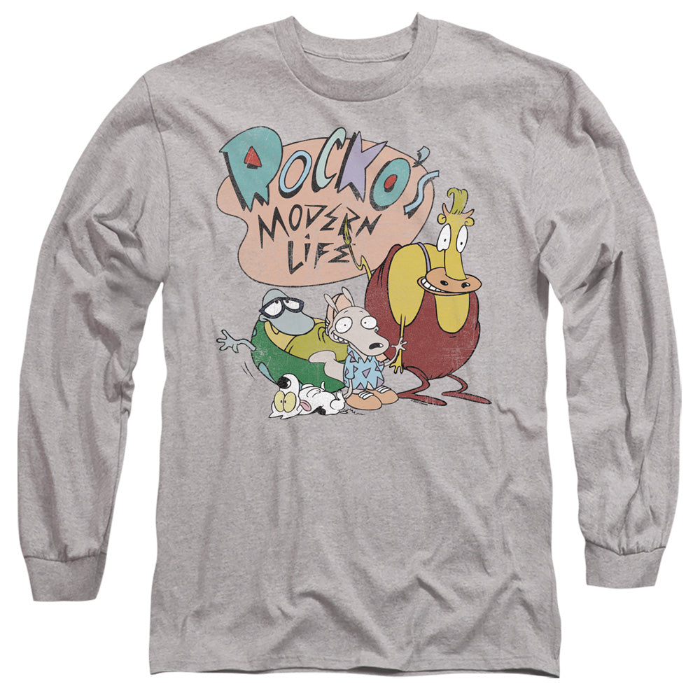 ROCKO'S MODERN LIFE : ROCKO'S MODERN LIFE LOGO GROUP L\S ADULT T SHIRT 18\1 Athletic Heather 2X