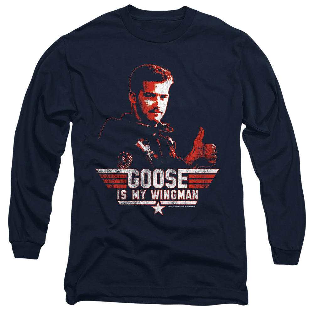 TOP GUN : WINGMAN GOOSE L\S ADULT T SHIRT 18\1 NAVY 2X