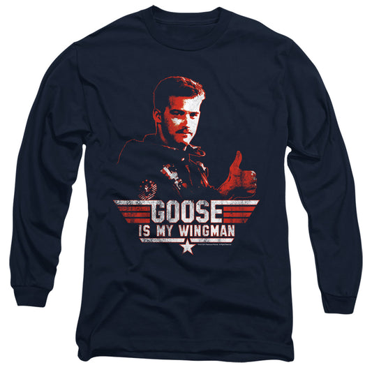 TOP GUN : WINGMAN GOOSE L\S ADULT T SHIRT 18\1 NAVY MD