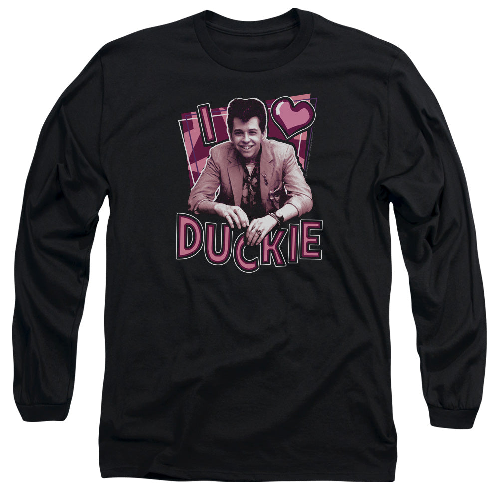 PRETTY IN PINK : I HEART DUCKIE L\S ADULT T SHIRT 18\1 BLACK 2X