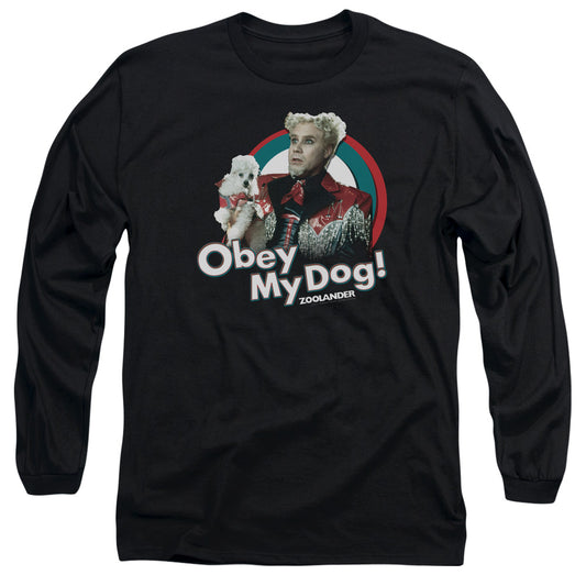 ZOOLANDER : OBEY MY DOG L\S ADULT T SHIRT 18\1 BLACK SM