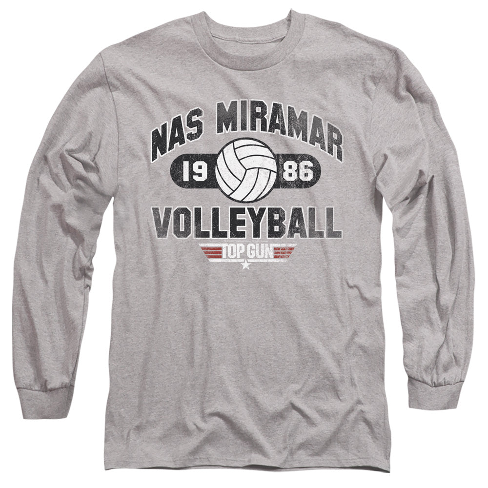 TOP GUN : NAS MIRAMAR VOLLEYBALL L\S ADULT T SHIRT 18\1 ATHLETIC HEATHER 2X