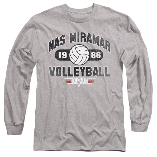 TOP GUN : NAS MIRAMAR VOLLEYBALL L\S ADULT T SHIRT 18\1 ATHLETIC HEATHER SM