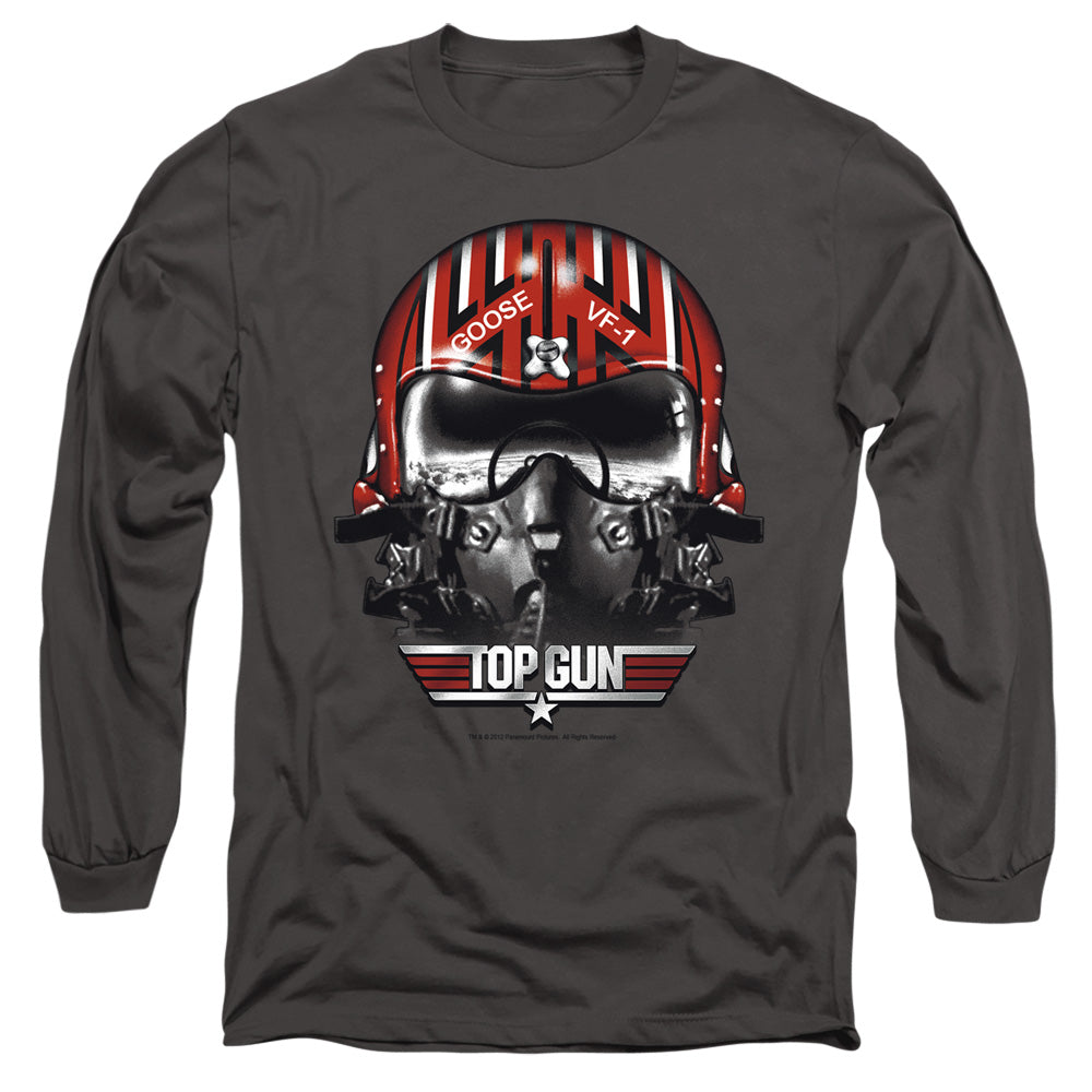 TOP GUN : GOOSE HELMET L\S ADULT T SHIRT 18\1 CHARCOAL 2X